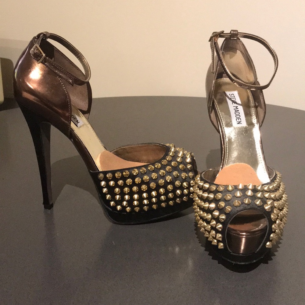 Black Studded Steve Madden Obstcl Platform Heels